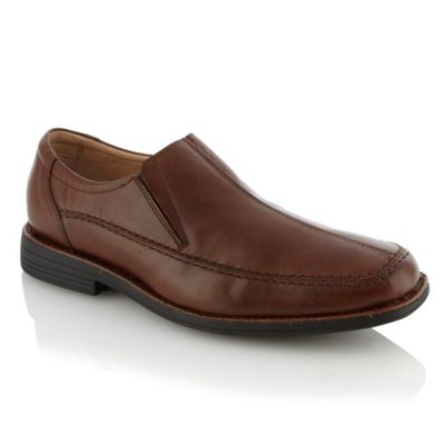 Wide fit brown raw seamed slip-on shoes                                                                                         