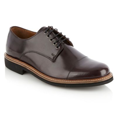 Designer dark red glazed leather shoes                                                                                          