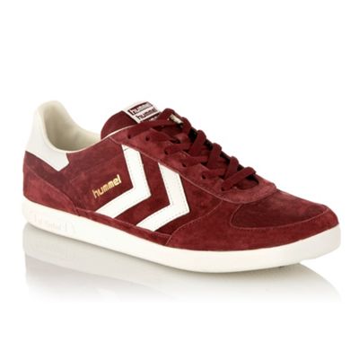 Dark red suede chevron panelled trainers                                                                                        