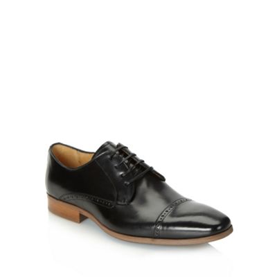 Designer black leather toe cap brogues                                                                                          
