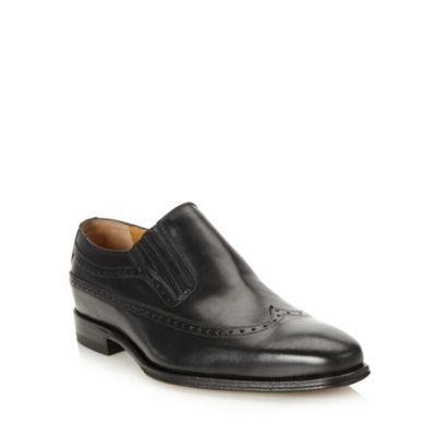 Designer black wing cap slip on shoes                                                                                           