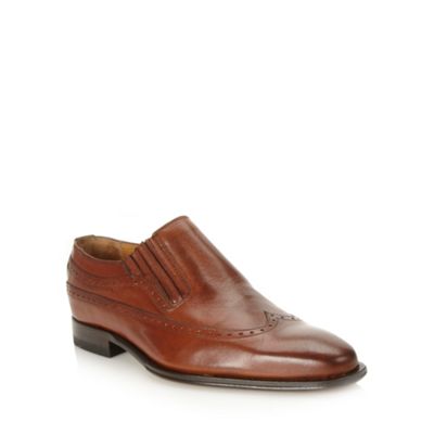 Designer brown wing cap slip on shoes                                                                                           