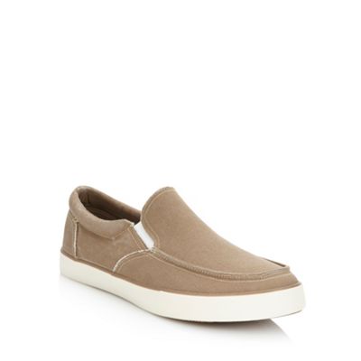 Beige washed canvas slip on shoes                                                                                               