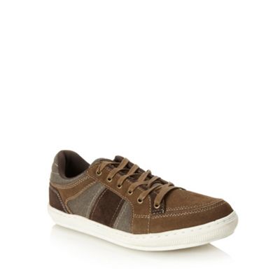 Brown suede panelled lace up shoes                                                                                              