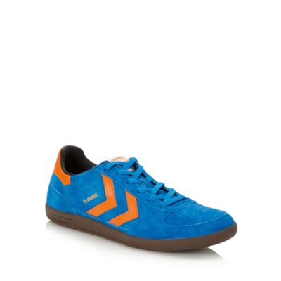 Bright blue leather trainers                                                                                                    