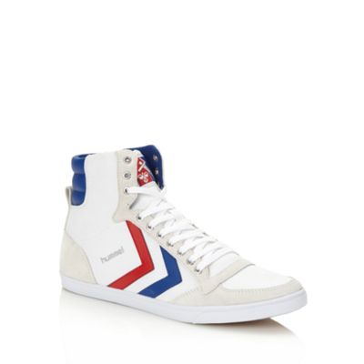 White leather trimmed high top trainers                                                                                         