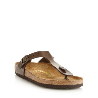 Brown 'Gizeh' flat t-bar sandals                                                                                                