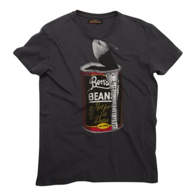 Ben Sherman Charcoal grey printed Can o Beans t-shirt
