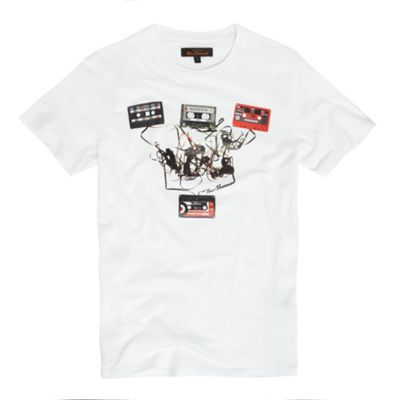 White printed tape t-shirt