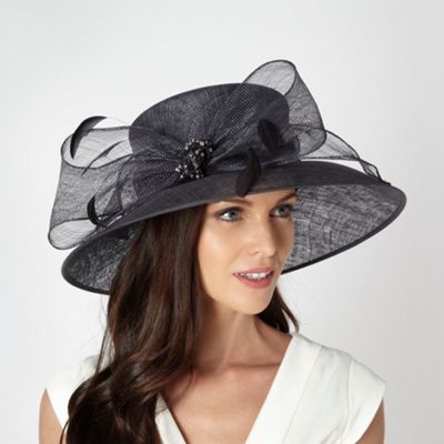 Dark grey two tone beaded bow hat                                                                                               
