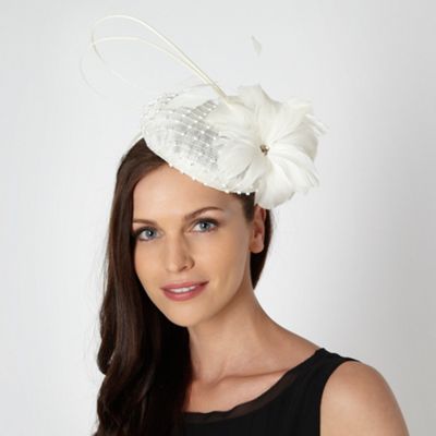 Designer cream diamante quill beret fascinator                                                                                  