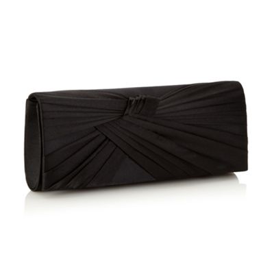 Designer black pleated flap clutch bag                                                                                          