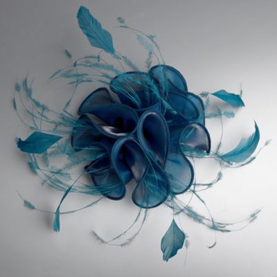 Turquoise organza flower fascinator hair slide