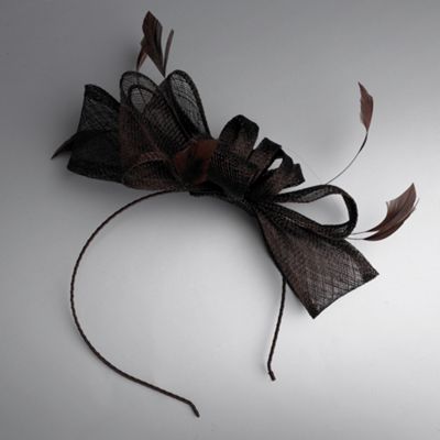 Chocolate loop & feather fascinator hair band