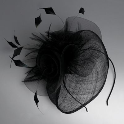 Black three rose & veil fascinator