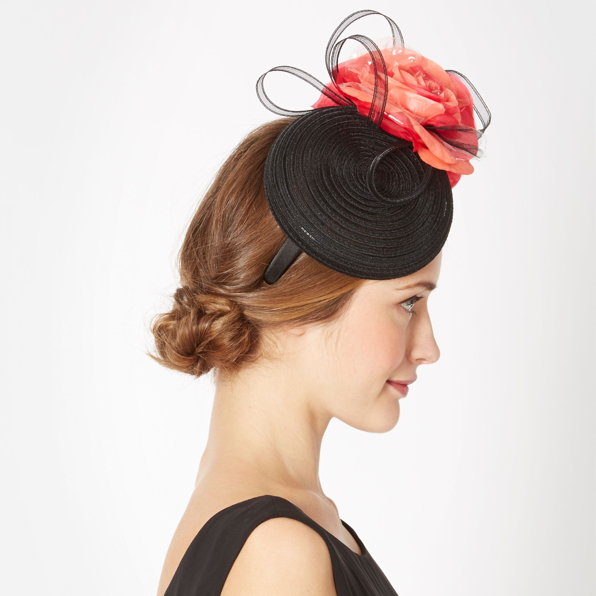 Top Hat By Stephen Jones Womens Designer Black Double Rose Button