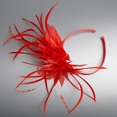 Coral feather fascinator hair band