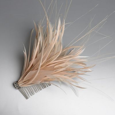 Cream feather plume fascinator hair comb