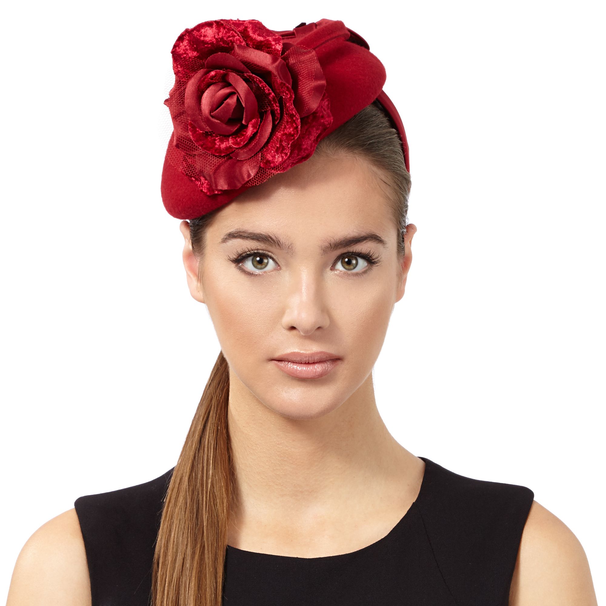 Top Hat By Stephen Jones Red Rose Wool Button Fascinator From Debenhams