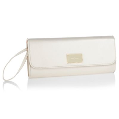 Designer Light Gold Satin Clutch Bag                                                                                            