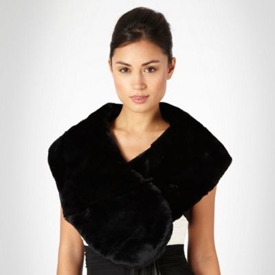 Black Faux Fur Stole