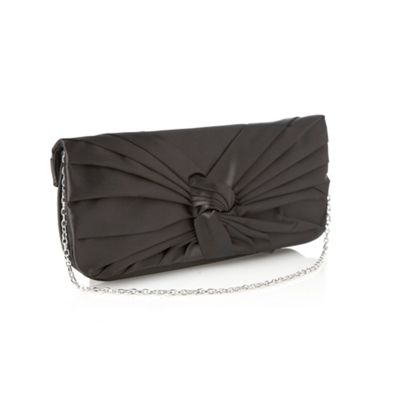 Designer Black Twist Front Clutch Bag                                                                                           