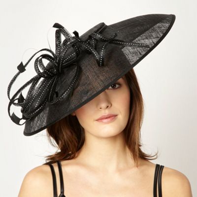 Designer Black Spotted Ribbon Fascinator                                                                                        