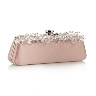 Designer pale pink gem detail clutch bag - 0