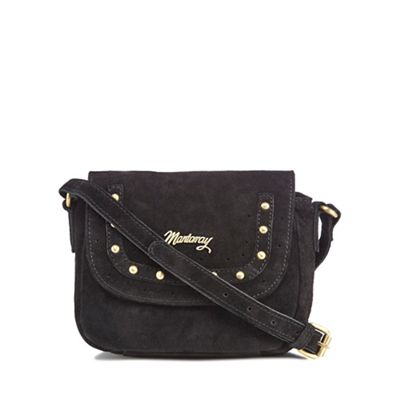 Designer black pyramid studded clutch bag                                                                                       