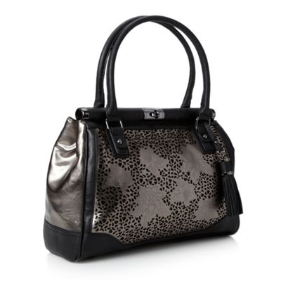 Designer Black Floral Cutout Shoulder Bag                                                                                       