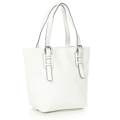 Designer White Faux Lizard Tote Bag                                                                                             