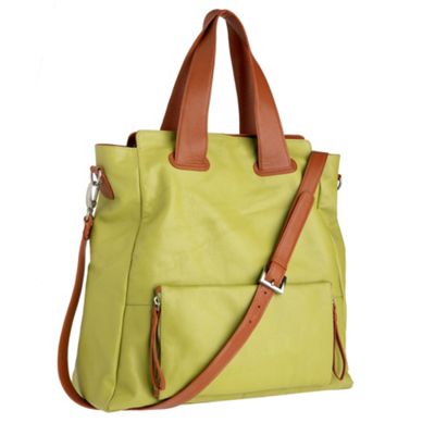 Lime leather oversized tote bag