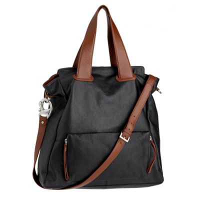 Black leather oversized tote bag