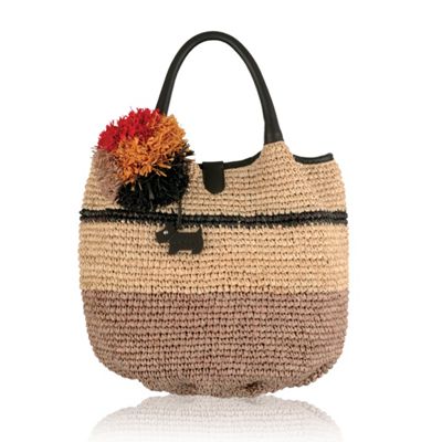 Brown 'St Albans' raffia bucket tote bag