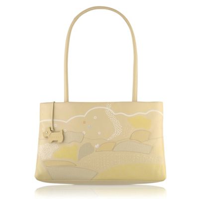 Yellow large classic leather tote bag