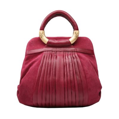 Cherry leather & suede 'Ivy' grab bag
