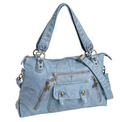 Blue denim effect shoulder bag