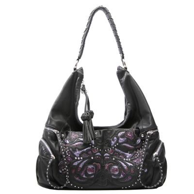 Black 'Rosalee' applique tote bag