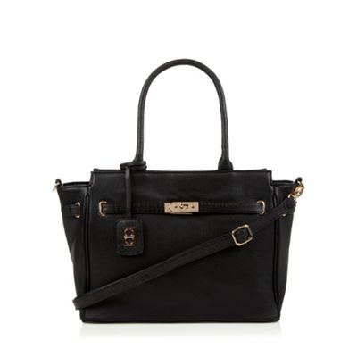 The Collection Black leather belted tote bag- at Debenhams