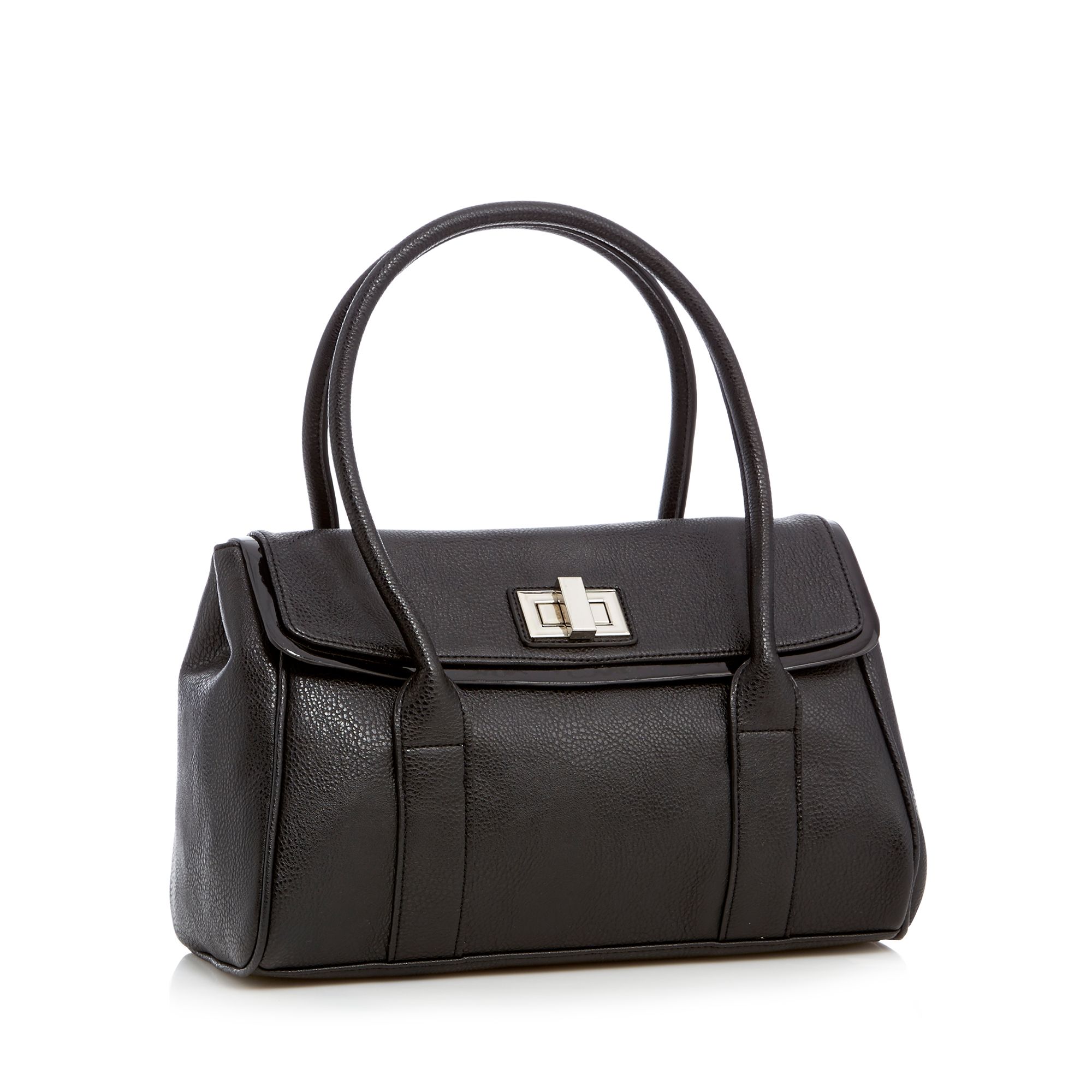 Beach Collection Womens Black Patent Trim Shoulder Bag From Debenhams