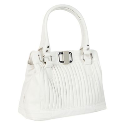 White pleated grab handbag