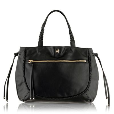 Black braid detail shoulder handbag