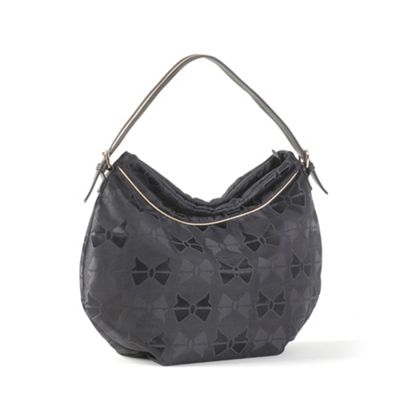 Black jacquard bow handbag