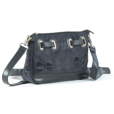 Black small jacquard bow across body handbag