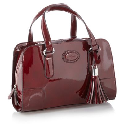 Dark Red Embossed Logo Grab Handbag