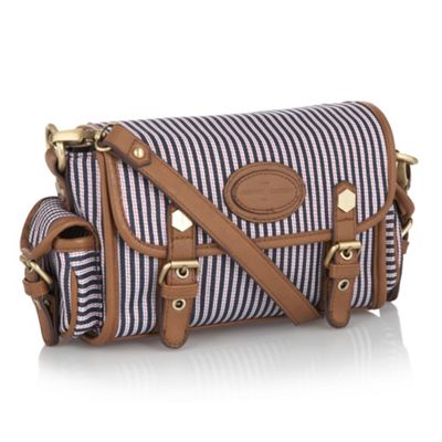 Blue striped cross body bag