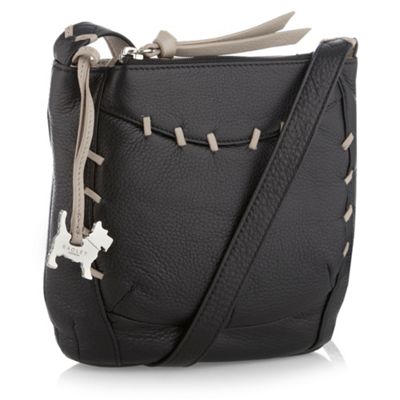 Black small stab stitched across body bag