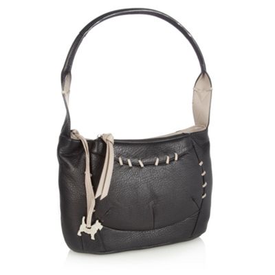 Black stab stitched shoulder bag
