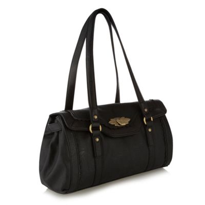 Black Crochet Trimmed Shoulder Bag