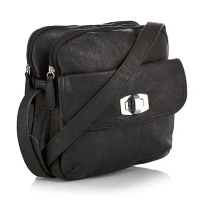 Black Twist Lock Across Body Bag                                                                                                